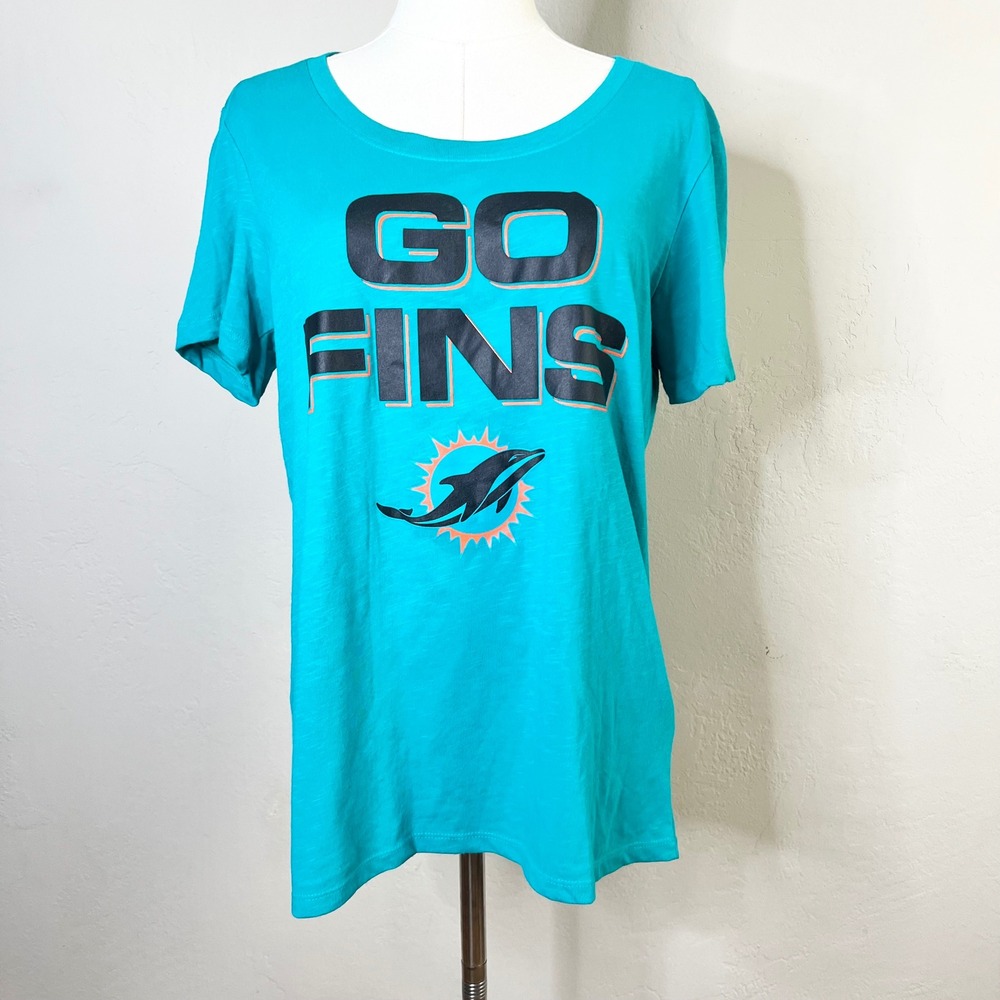 Nike T-Shirt Miami Dolphins Go Fins Womens Size Medium Teal New Short Sleeve NFL